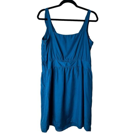 Ann Taylor Loft Dress Women Size 14 Blue Silk Sleeveless Ruffle Mini Fit N Flare - Picture 4 of 12